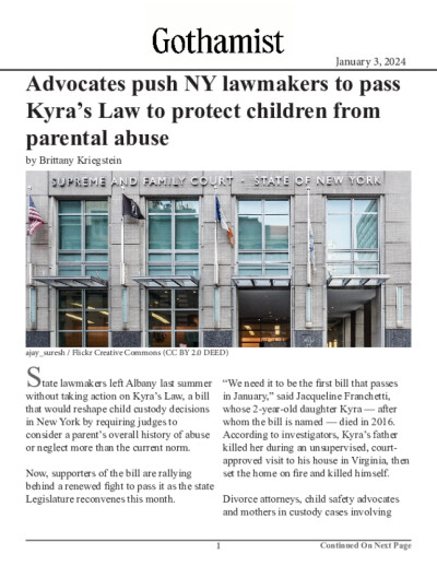 Advocates push NY lawmakers to pass Kyra’s Law to protect children from parental abuse