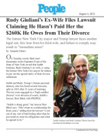 Rudy Giuliani's Ex-Wife Files Lawsuit Claiming He Hasn't Paid Her the $260K He Owes from Their Divorce